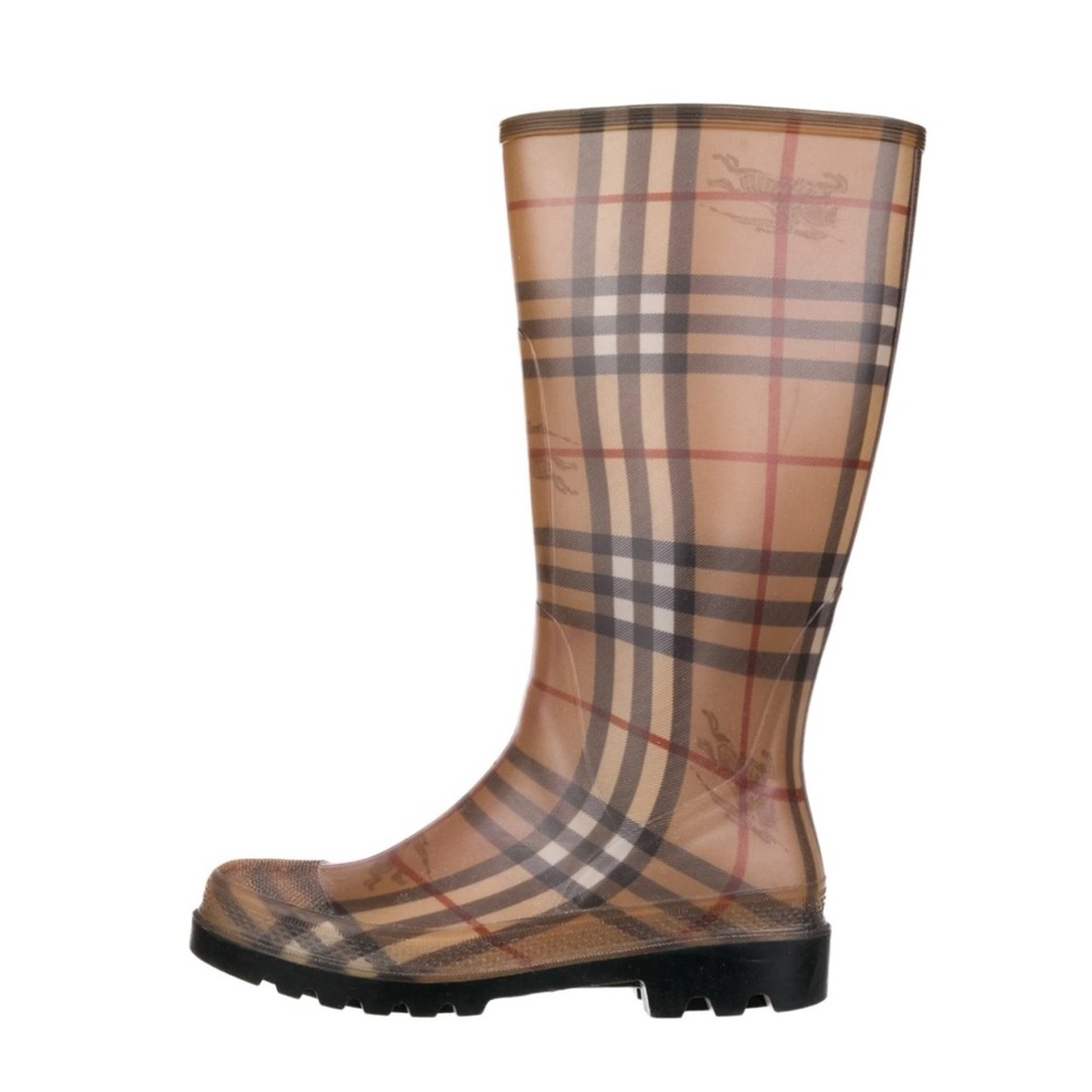Burberry Beige Haymarket Check Rain Boots